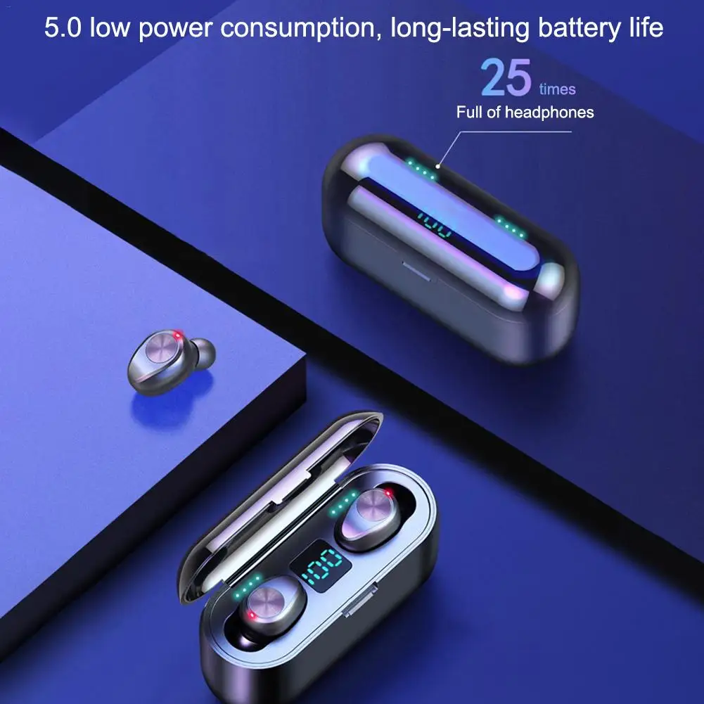 F9 Bluetooth 5 0 V беспроводные наушники TWS водонепроницаемые HD стерео с шумоподавлением