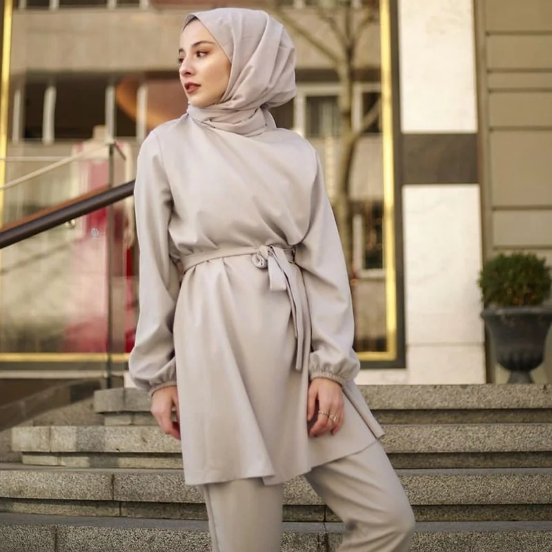 Коллекция 2021 года, женское платье-хиджаб из двух частей, турецкие топы, брюки, одежда Djellaba