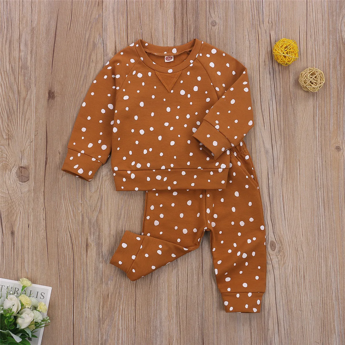 

2020 0-24M Infant Baby Girl Boy Clothing Snow Dot Print Long Sleeve Sweatshirt+Drawstring Harem Pants Kids Autumn Outfits Set