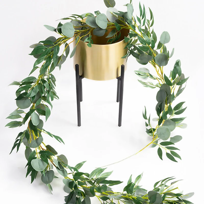 

Artificial Green Plants 2m Green Eucalyptus Willow Rattan Balcony Ornaments Garden Fence Decoration Hotel Promenade Pendants DIY