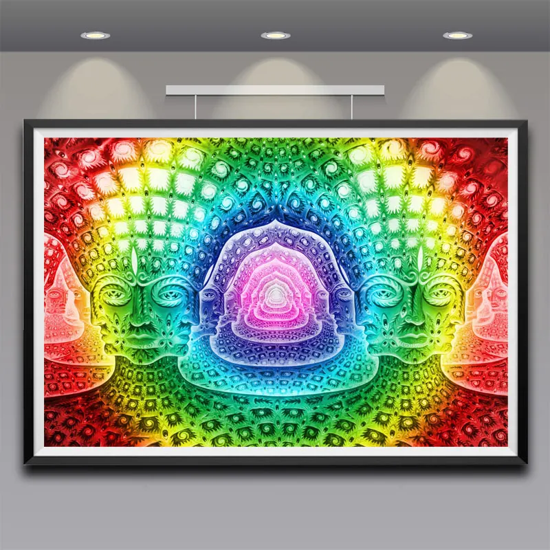 FOOCAME Trippy Alex серый психоделические плакаты и принты стены искусства шелковые украшения дома абстрактные картины гостиной