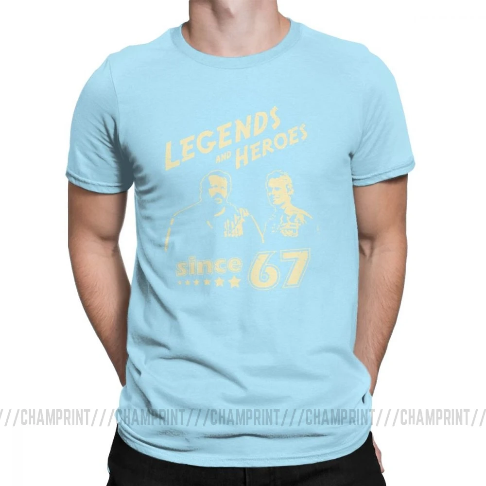 Небесно-голубой Мужские футболки Bud Spencer Legends And Hero Since 67, новинка, Теренс Хилл, топы с короткими рукавами и круглым вырезом, хлопковая футболка, идея подарка, футболка - Цвет: Небесно-голубой