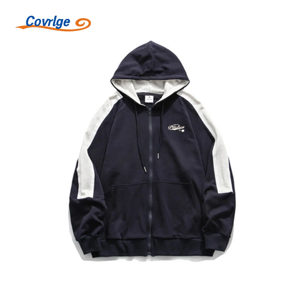 

Covrlge Sweatshirts Men Women Harajuku Simple Hooded Cardigan Loose Spring Autumn Leisure Sports Vitality Cotton Coat MWW298