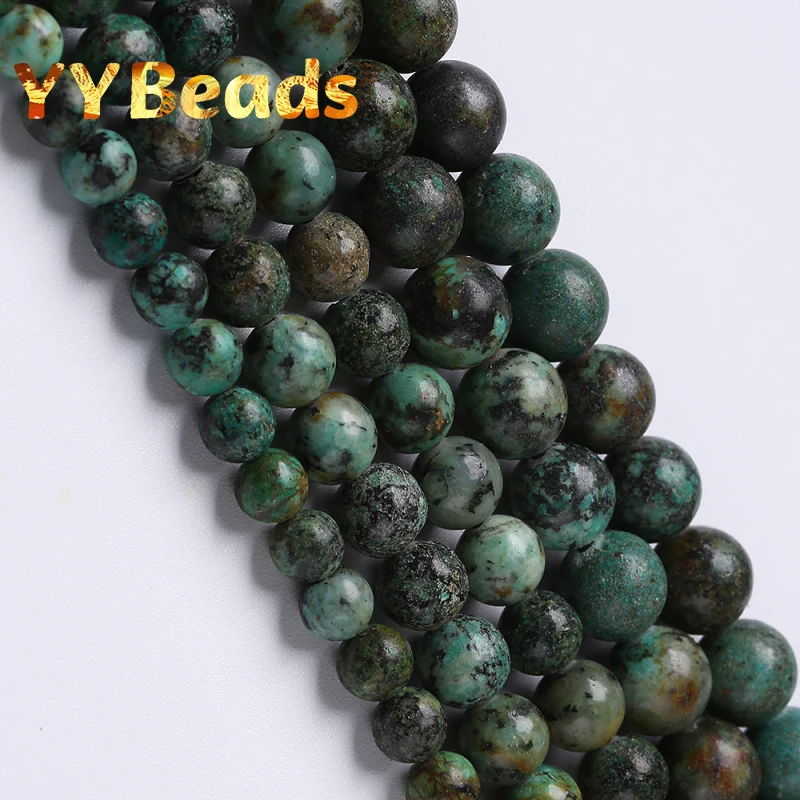 

Natural African Turquoises Beads Green Turquoises Stone 4 6 8 10 12mm Round Beads For Jewelry Making Charms Necklaces 15" Strand