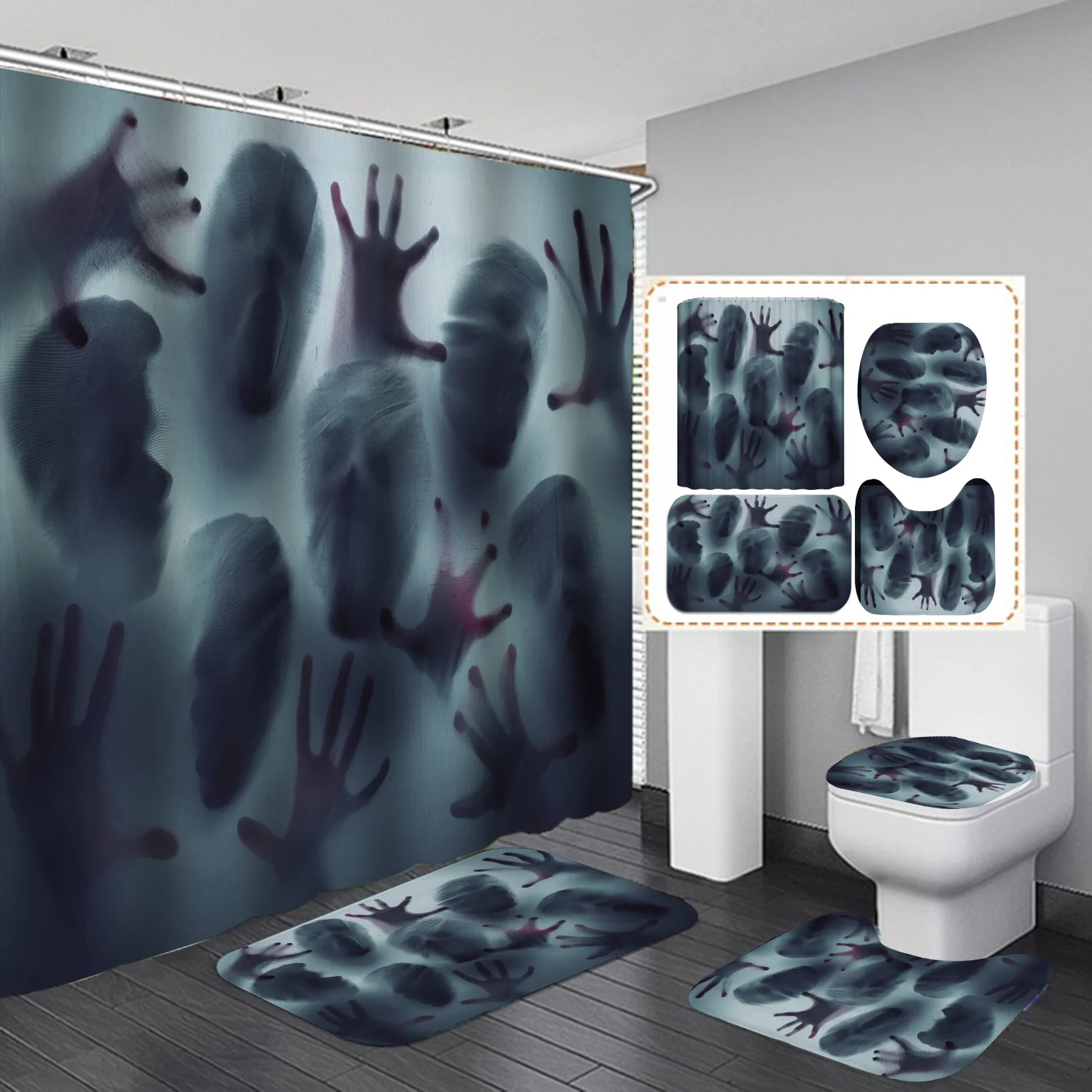 

Waterproof Modern Shower Curtain Clear Floral Grey Japanese Shower Curtain Luxury Washable Redmond Bathroom Curtain BA60YL