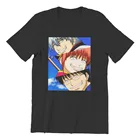 Мужские футболки GinTama Yorozuya Sakata Katsura Amanto, Забавные футболки с аниме рисунком, крутые футболки из чистого хлопка, Футболка Harajuku