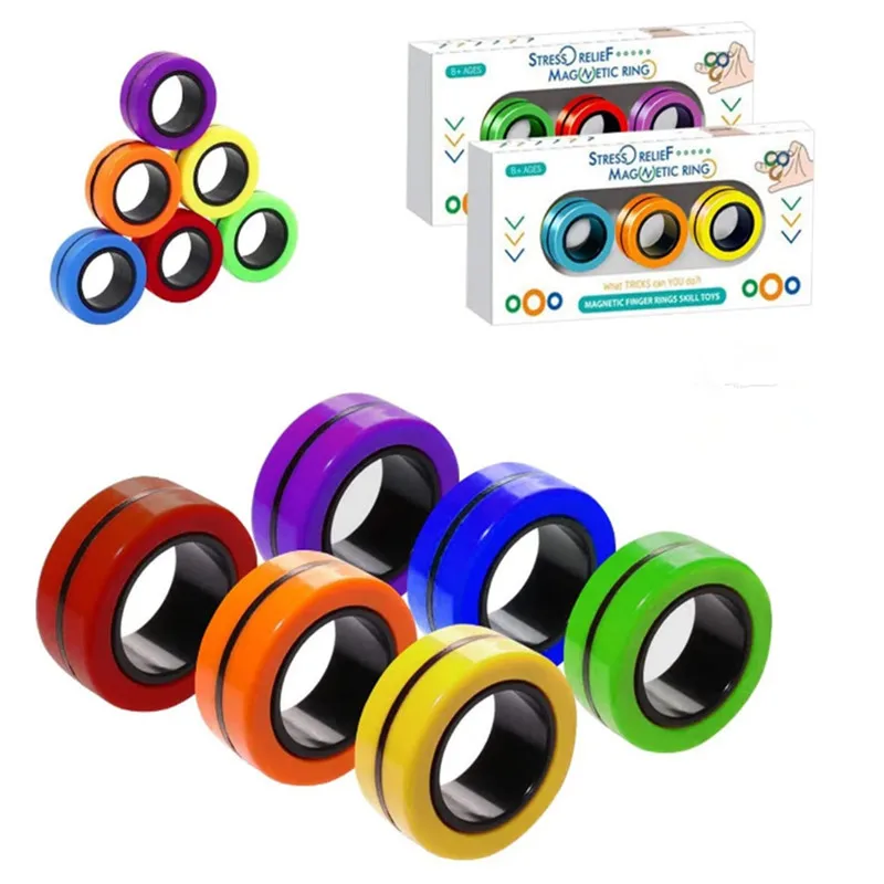 

Hot Magic Ring Props Tools Fidget Spinner Magnetic Bracelet Ring Unzip Toy Anti Stress Figet Toys Stress Child Toys Relief