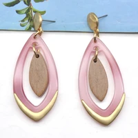 new vintage geometric wood drop earrings for women acrylic dangle ear jewelry