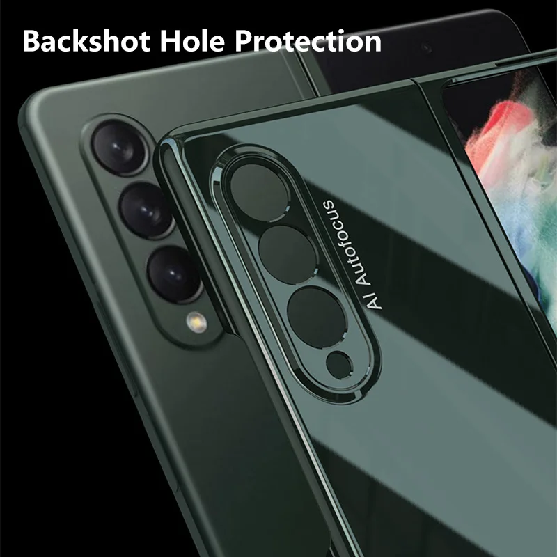 phone case for samsung galaxy z fold 3 5g cover pc piano highlight lacquer solid color fold washable shockproof fitted fundas free global shipping