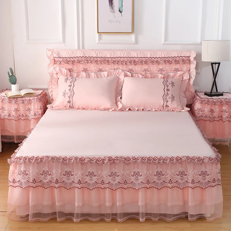 1 шт. кружевное постельное покрывало+ 2 шт. наволочки постельное белье комплект принцесса постельные принадлежности простыни покрывало для девочек постельное белье большого размера/queen