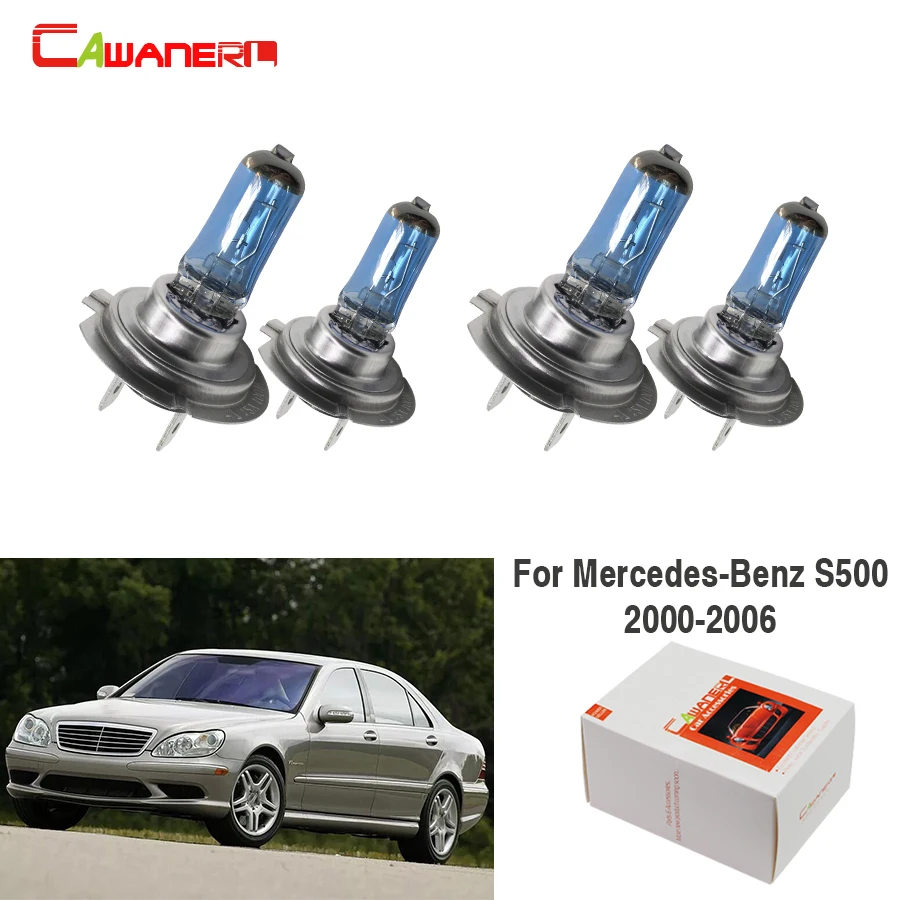 Cawanerl 4 шт. 100 Вт H7 автомобиля галогеновая лампа для фар Mercedes Benz S500 седан 5.0L 2000 2006|100w