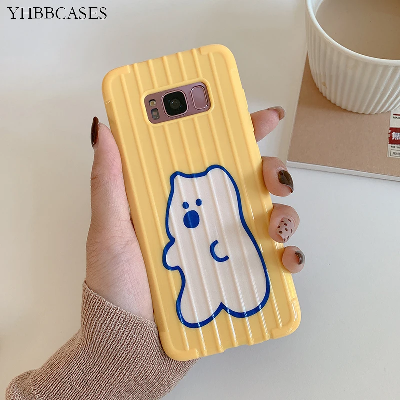 YHBBCASES мягкий чехол с мультяшным медведем для samsung Note 10 Plus 9 Модный 3D Чемодан Дизайн