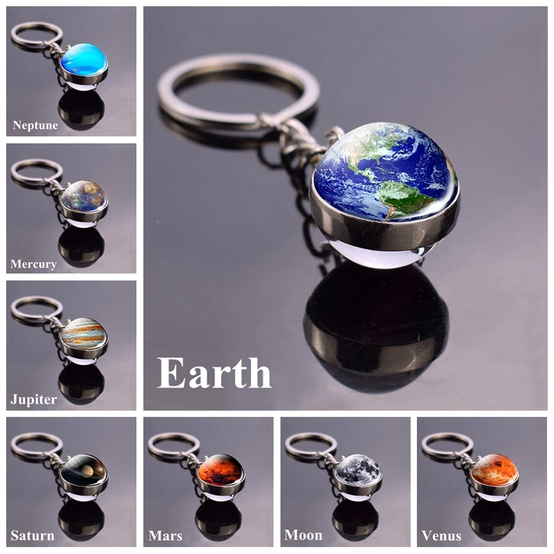 Брелок для ключей с солнечной системой двусторонний брелок изображением планеты