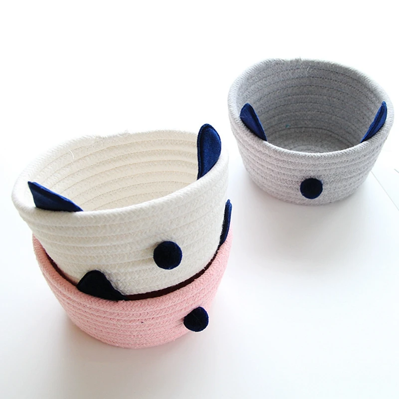 Многофункциональная хлопковая веревка вязанная корзина для хранения ушей