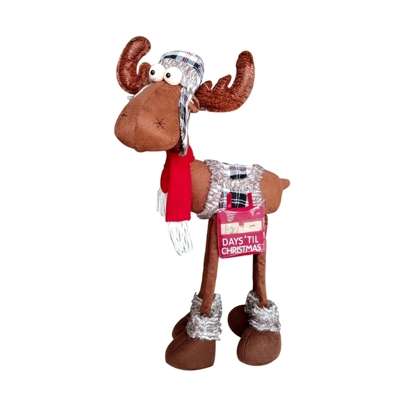 

21 Inch Cartoon Stand Elk Christmas Countdown Advent Calendar Deer Doll Holiday Party Desktop Ornament Decoration
