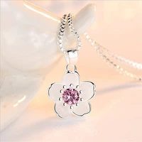 kofsac exquisite zircon romantic sakura pendant 925 sterling silver necklaces for women valentines day jewelry girl party gifts