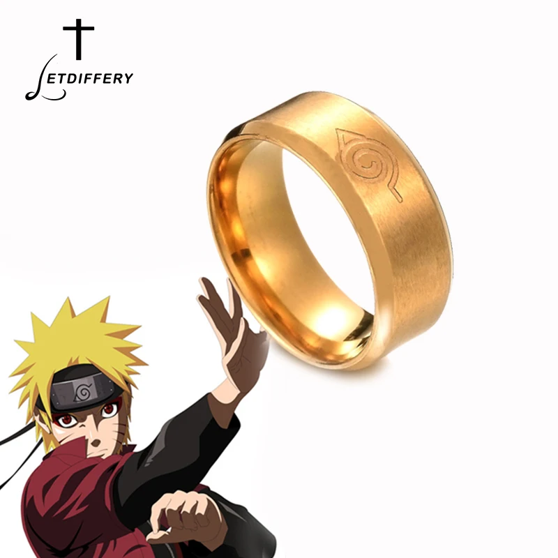 Letdiffery 8 мм Наруто из нержавеющей стали мужские кольца золотые простые женские