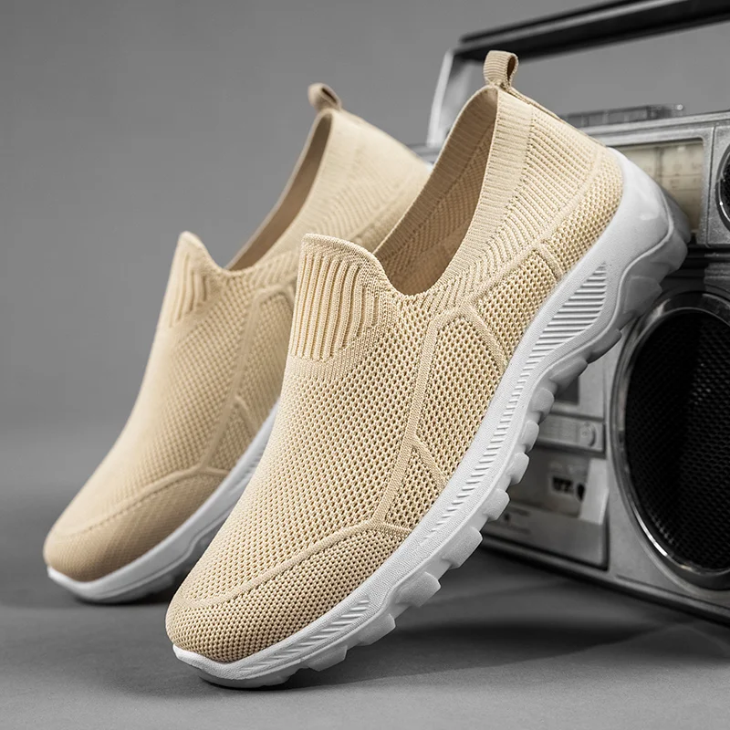 

Slip-on Sneakers Men Breathable Mesh Casual Shoes Men Lightweight Knit Sock Shoes 2021 Summer Walking Sneakers Zapatillas Hombre