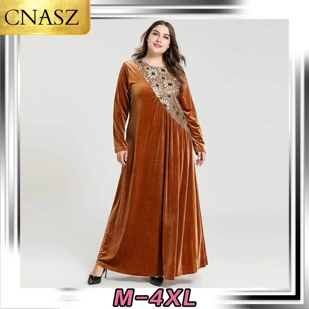 Платье на Ближнем Востоке арабское исламское жаккардовое с длинными рукавами