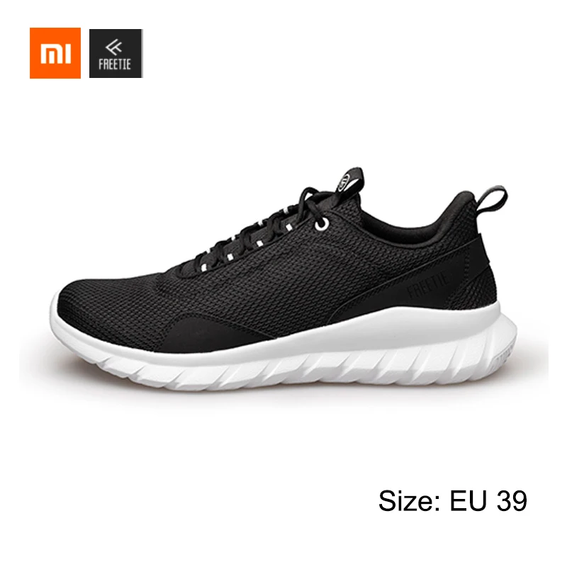 Black 39 Xiaomi FREETIE 39-44 размера плюс MIJIA мужская спортивная обувь, светильник, Дышащие Трикотажные кроссовки для бега в городе, спортивная обувь для улицы - Цвет: Black 39