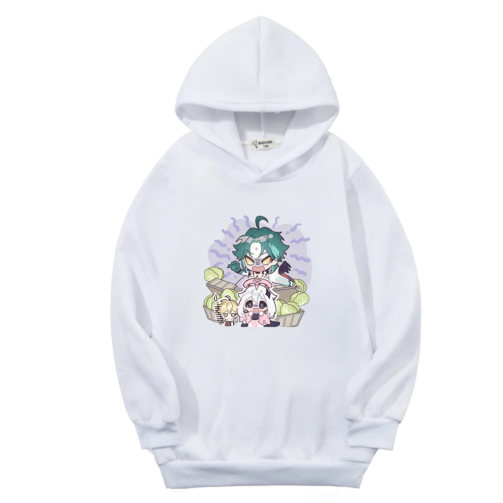 

Genshin Impact Chibi Xiao and Paimon Kids Pullover Hoodie Boys Sweatshirt with Hood Children Outwear Toddler Girl Winter Clothes