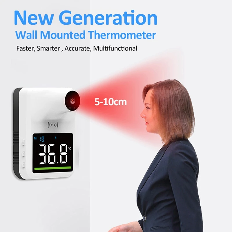 

MLGB Non-Contact Digital Wall Mounted Thermometer with LED Display Fever Alert Function for Office School C/F Switchable