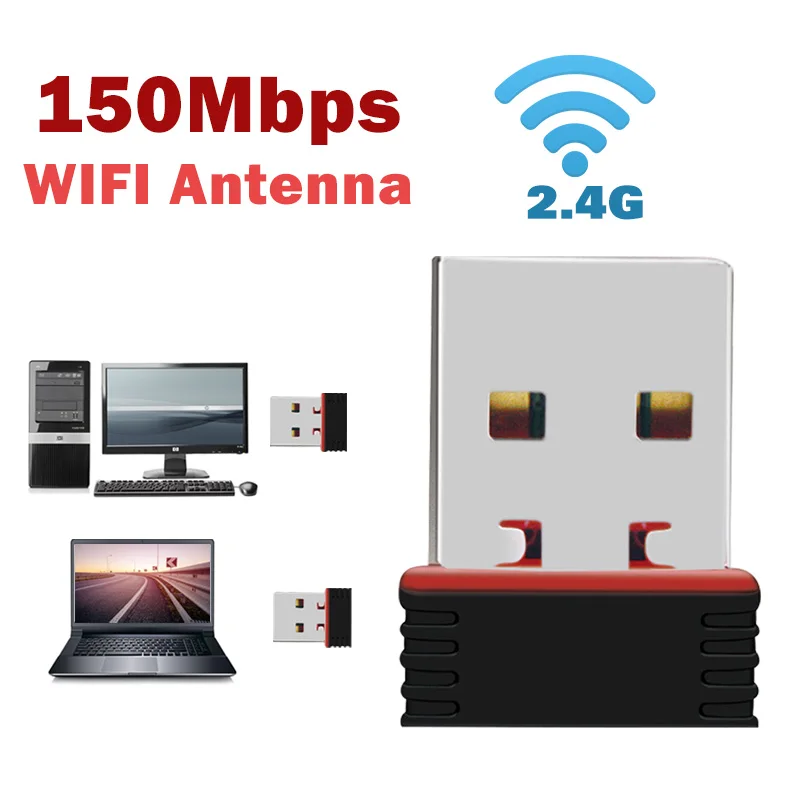 Usb wifi адаптер ethernet lan беспроводной 802.11n ноутбук ключ карта antena adaptador 2,4g wi fi приемник wi-fi мини Мбит/с