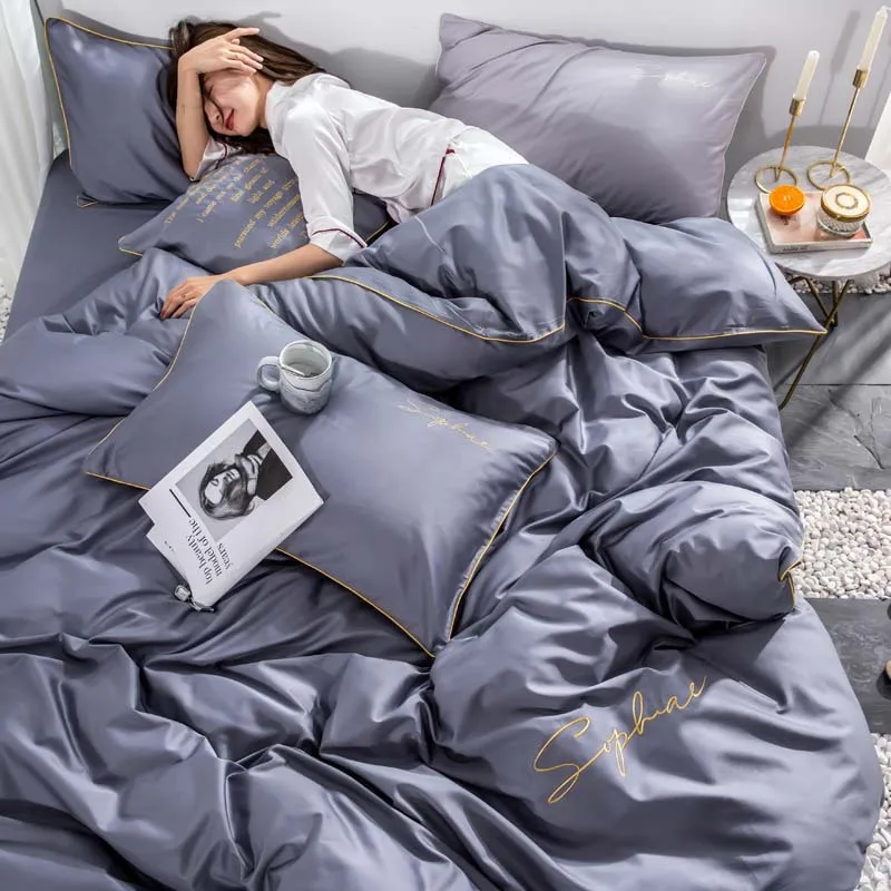 Комплект постельного белья из четырех предметов чистый хлопок длинный