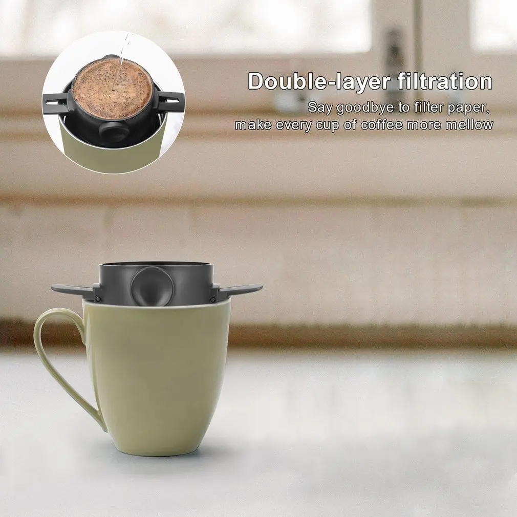 Foldable Portable Coffee Filter Maker Stainless Steel Drip Tea Holder Reusable Paperless Pour Over Dripper | Дом и сад
