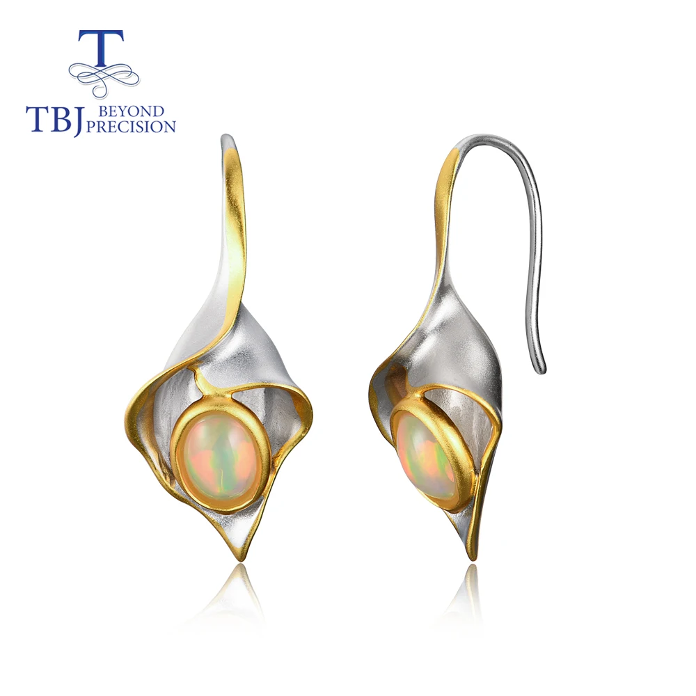 Top quality opal earrings natural gemstone fine jewelry 925 sterling silver unique design for girls fine jewelry tbj promotion