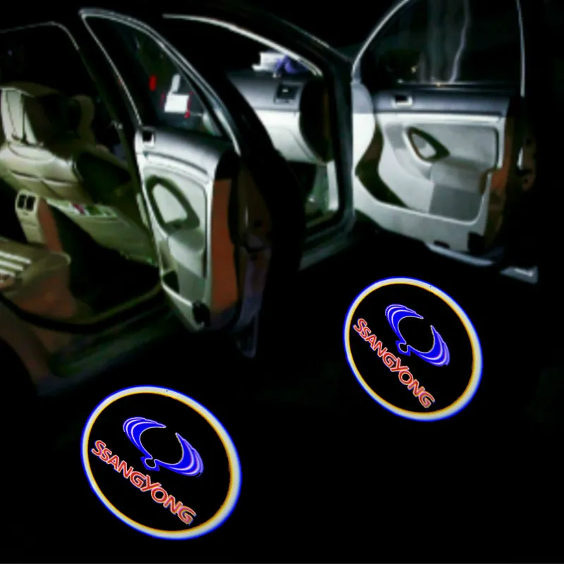 

JURUS 2PCS Led Car Door Light Laser Welcome Ghost Shadow Projector Logo Light For Ssangyong korando kyron Musso Sports Rexton