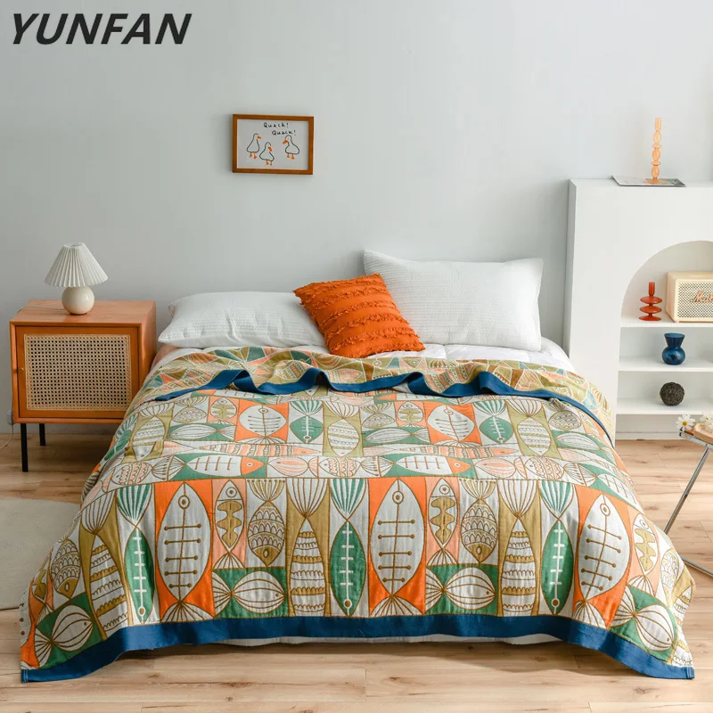 

Bohemia Blankets Fish Blankets Pure Cotton Yarn Blanket Throw On Bed/car/sofa Lovely Blankets Kids Bedding Twin Full Bedclothes