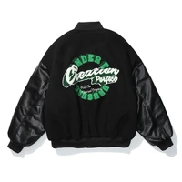 new mens hip hop suede thick jacket letter embroidery flocking couple streetwear baseball jacket autumn bomber jacket