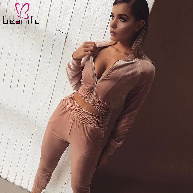 2019 осенне зимний комплект из двух предметов повседневный спортивный костюм с