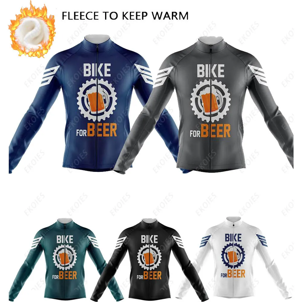 

Winter Fleece Cycling Clothes 2021 Bike Team Man's Long Sleeves Thermal Fleece Cycling Jerseys Keep Warm MTB Road Bike Jerseys