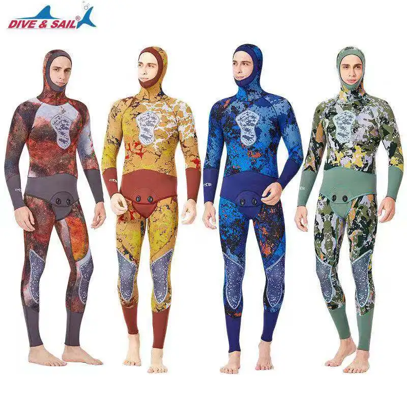 

5mm Scuba Diving Suit SCR Neoprene Camouflage Long Sleeves Piece Wetsuit Surfing Clothes For Male Size S-XXL