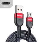 Кабель для зарядки Essager Micro USB, 2,4 А, плетеный кабель высокой плотности с защитой от разрывов, для Huawei FCP QC2.0