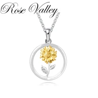 rose valley sunflower pendant necklace for women round pendants fashion jewelry girls gifts