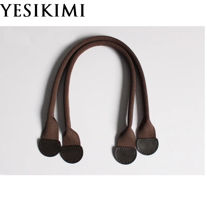

YESIKIMI 1 Pair 58*1.5CM Bag Handles DIY Bag Strap Canvas+Genuine Leather bag Accessories Replacement