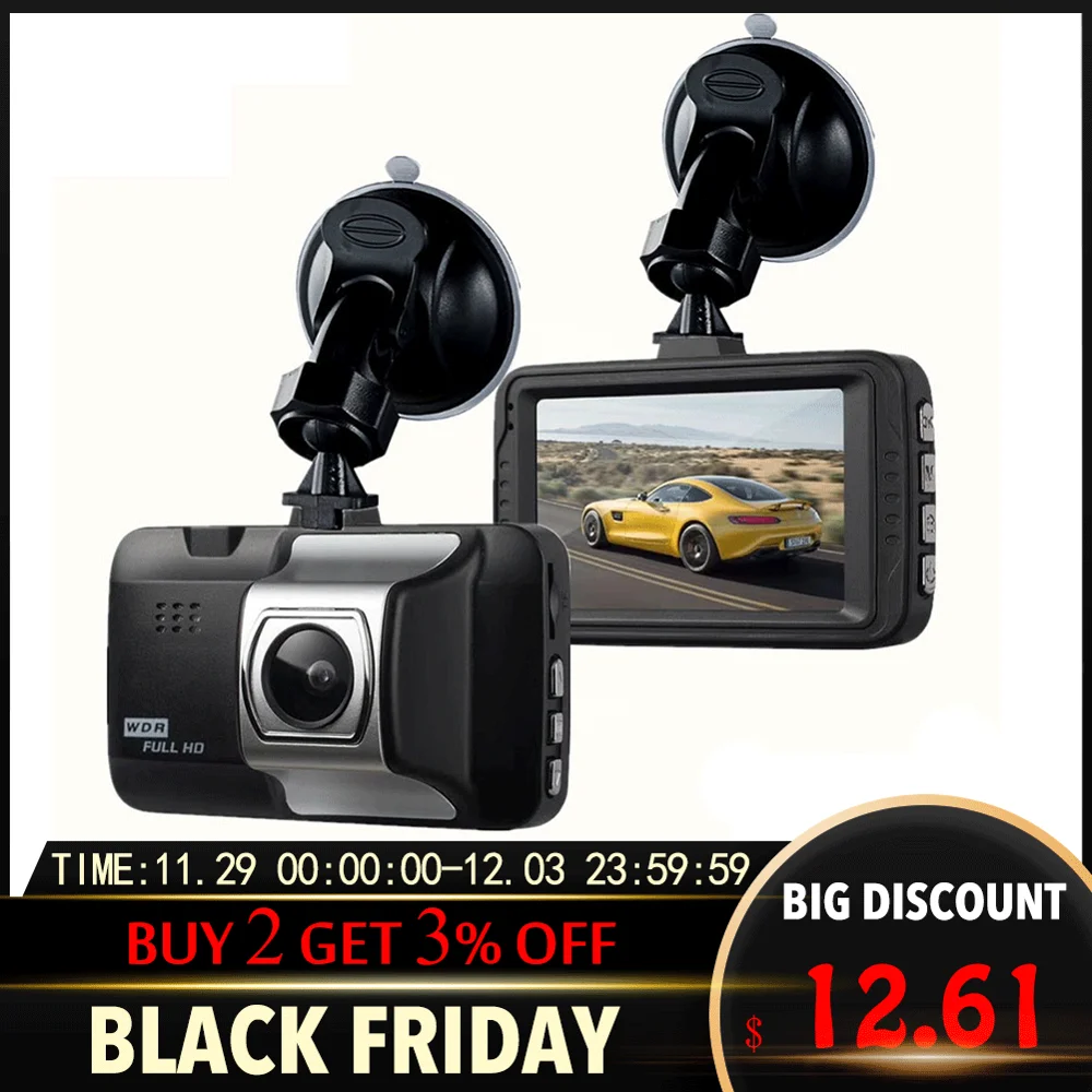 Автомобильная Запись вождения 1080P HD камера широкоугольный видеорегистратор