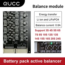 Qucc-equilibrador activo de 0.8A para 4S, 8S, 13S, 16S, 17S, 20S, 24S, paquete de batería de litio, placa de equilibrio de transferencia de energía, ecualizador Lifepo4 BMS