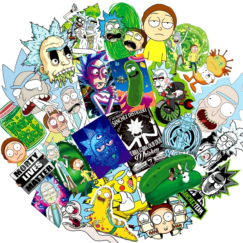 50 штук/упак. водонепроницаемые наклейки с рисунком Рик и Морти чемодан для