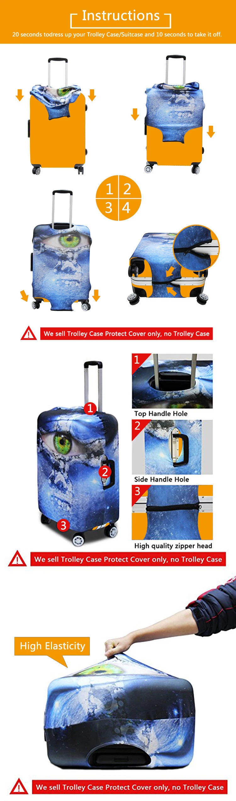 Защитная крышка для чемодана с принтом чешуя Русалки, эластичный чехол для чемодана 18-30 дюймов, аксессуары для путешествий