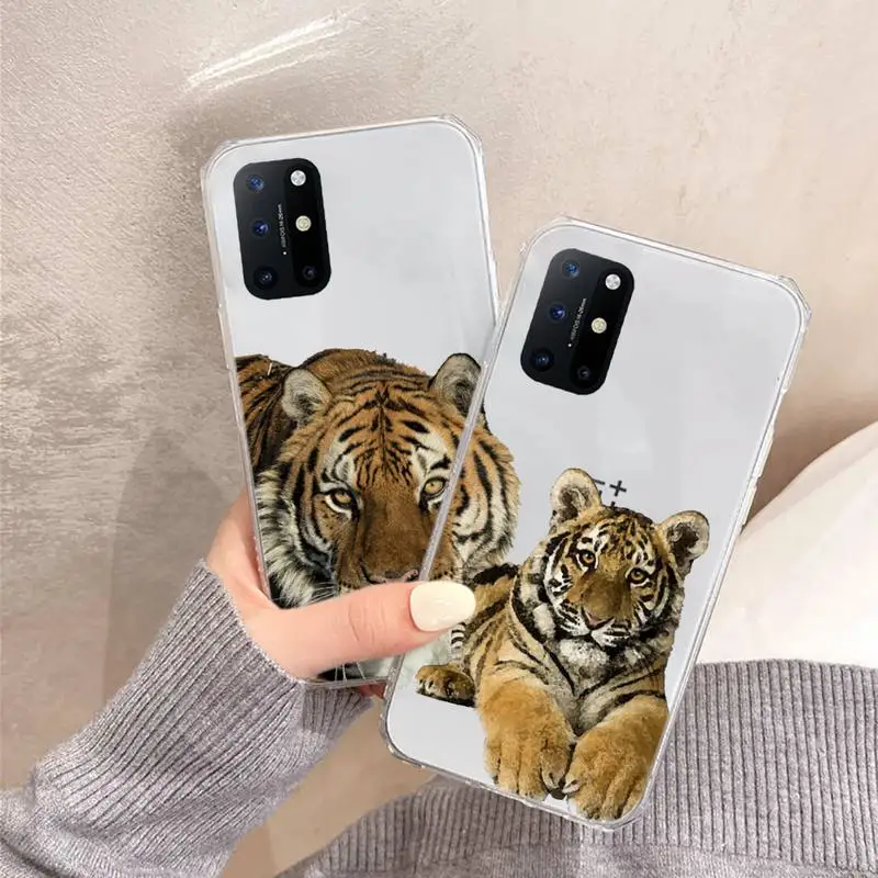 

Tiger animal Phone Case Transparent For OnePlus 9 8 7 7t 8t Oppo find X3 X2 reno5 Vivo X60 X50 Pro MeiZu 17 16XS