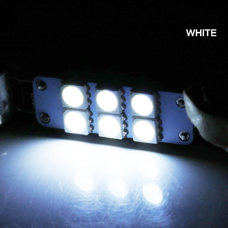 1 гирлянда 44 мм светодиодная лампа 5050 6SMD белая 12 В купольная для двойного дугового