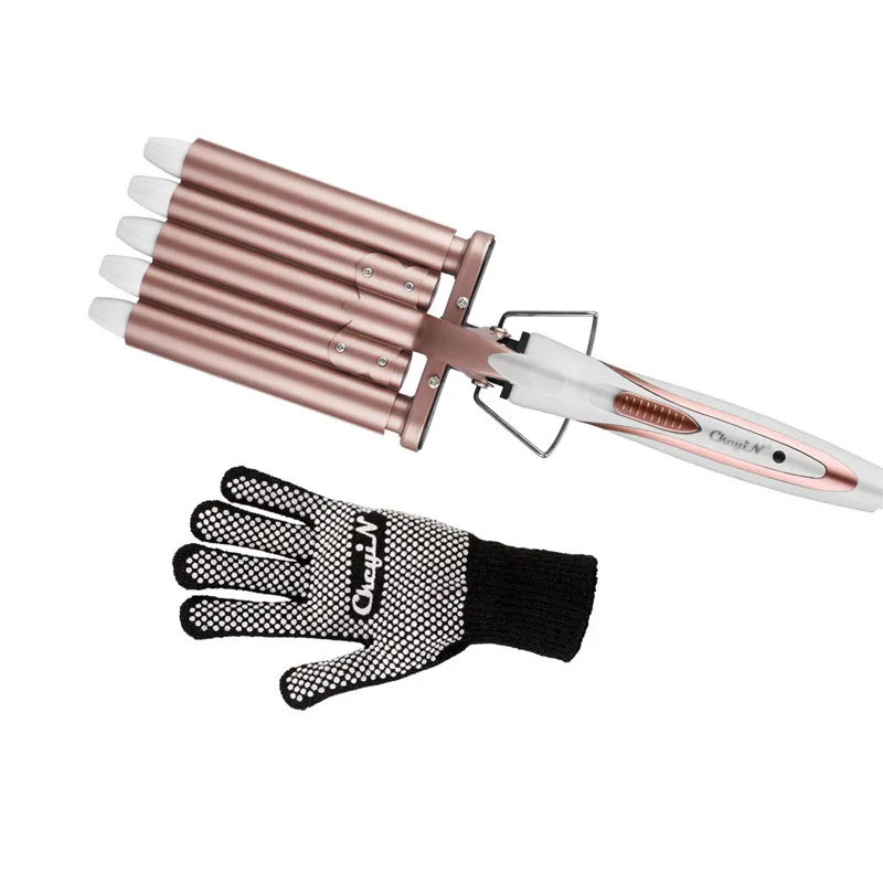 

Professional Hair Curler Curling Iron Fast Heating Five Barrel Ceramic Hair Waver Small Corn Perm Splint Hair Styling with Glove