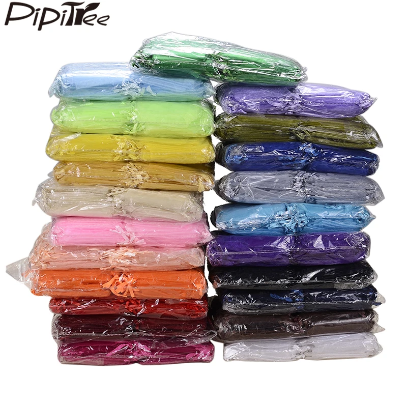 

500pcs/lot Wholesale Organza Bags 7x9 9x12 10x15 13x18cm Brand Wedding Packaging Gift Bag Party Decoration Jewelry Bags pouches