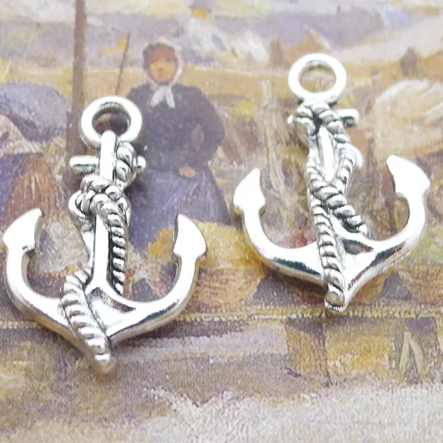 

8PCS/Lot 20mm*29mm Antique Silver Color Boat Anchor Charm Pendants For Jewelry Making DIY Handmade Craft