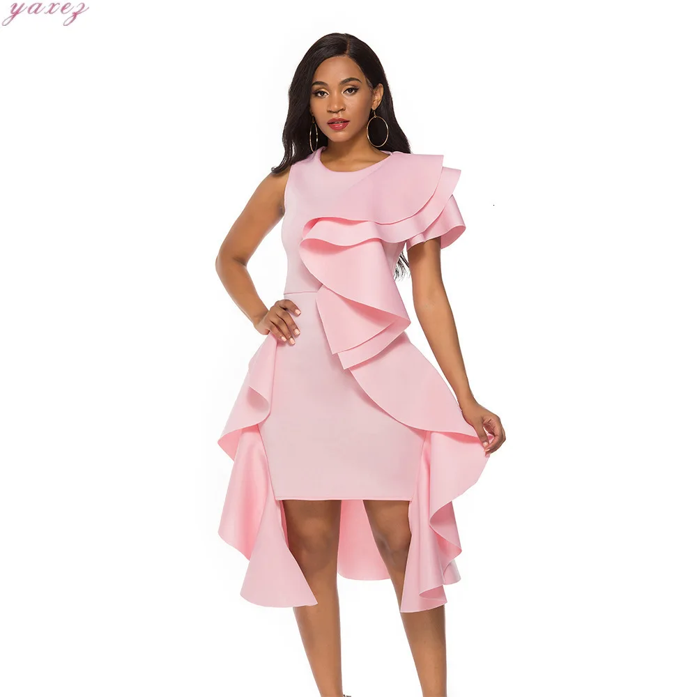 Женские платья с оборками вечернее сексуальное платье неправильной длины