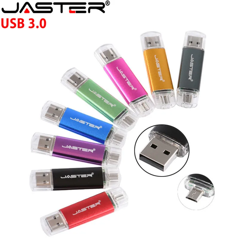 Флэш-накопитель JASTER OTG USB высокоскоростной Флэш-Накопитель 128 ГБ 64 2 в 1